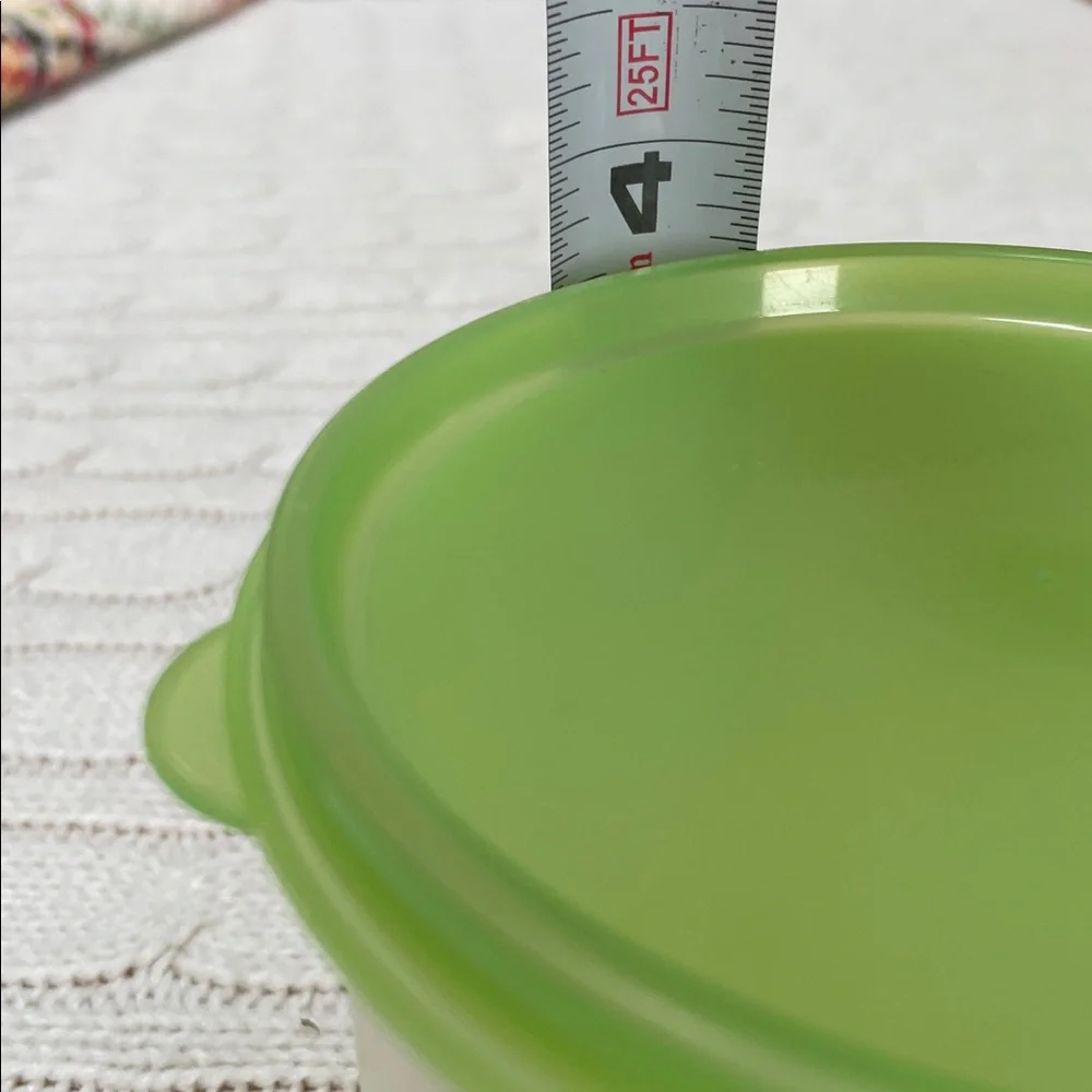Tupperware storage with light Green Lids. Lot of 2. Round circular